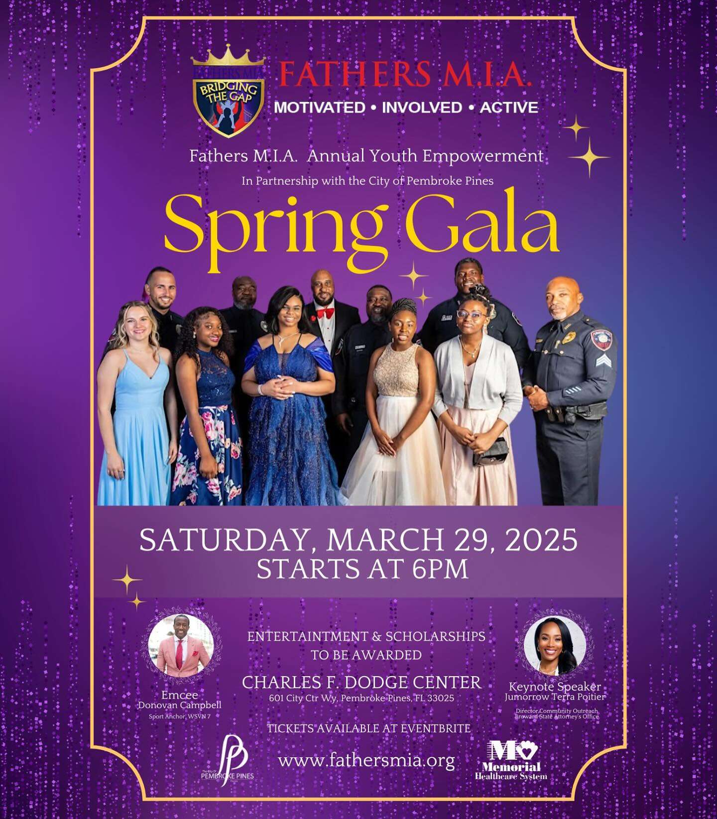 Group photo promoting Fathers M.I.A. Spring Gala event on March 29, 2025.